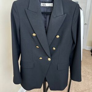 Zara double breasted blazer with gold buttons